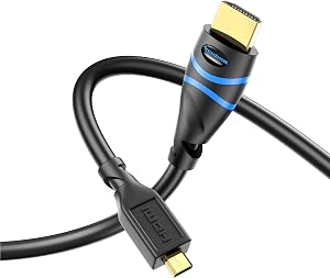 BlueRigger Micro HDMI to HDMI Cable (15FT, 4K@60Hz HDR, Male to Male, 3D, 18Gbps Cord, ARC) - Compatible with GoPro Hero 7/6, Raspberry Pi 4/5, Sony A6300 Camera/Retroid Pocket 3+, Nikon B500