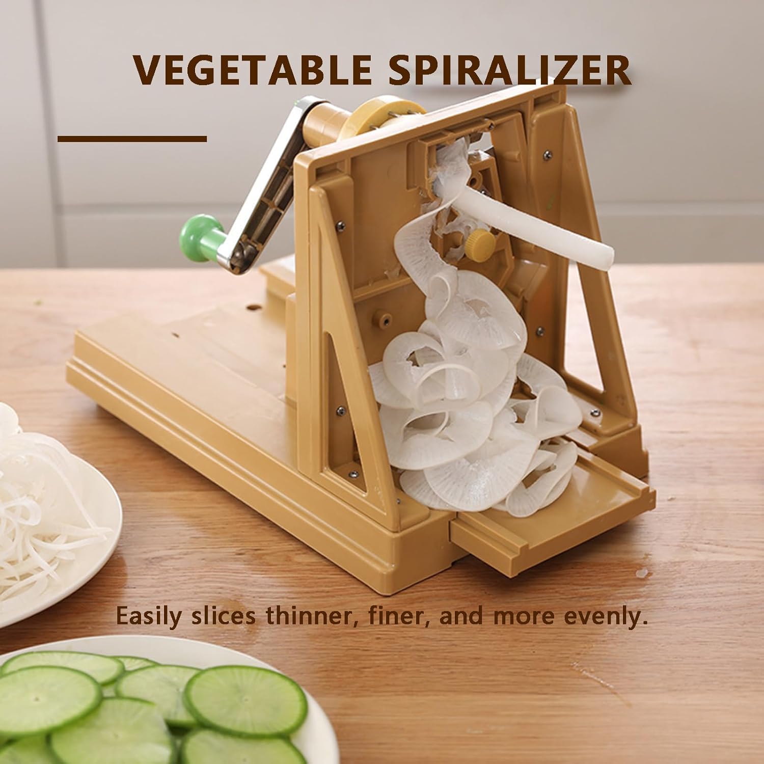 Manual Rotary Drum Grater, Salad Maker Vegetable Chopper, Easy to Use, Spiralizer for Veggies with Non-slip handle,Width Adjustment, for Vegetables, Potato, Carro