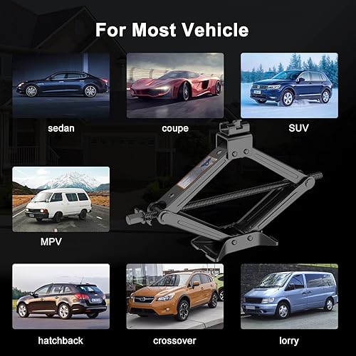 Miniatura 6 de IMAYCC Gato de tijera para automóvil  Kit de gato de coche de 2 toneladas (4409 libras), kit de cambio de neumáticos de elevación rápida, gato de