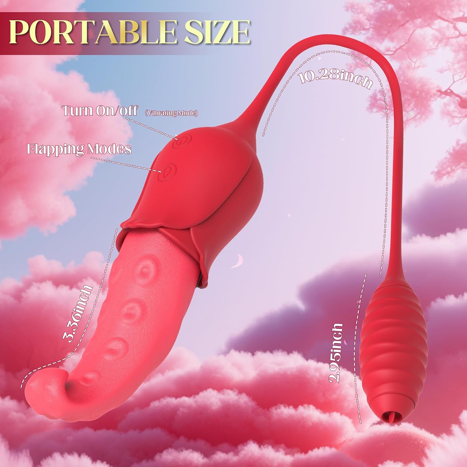 Tongue Vibrator Dildo Sex Toys for Women - 3IN1 G Spot Vibrators Clitoral Nipple Stimulator with 7 Licking & 7 Vibrating Modes, Adult Rose Sex Toy for Couples Womens Female Clitoris Pleasure Erryi