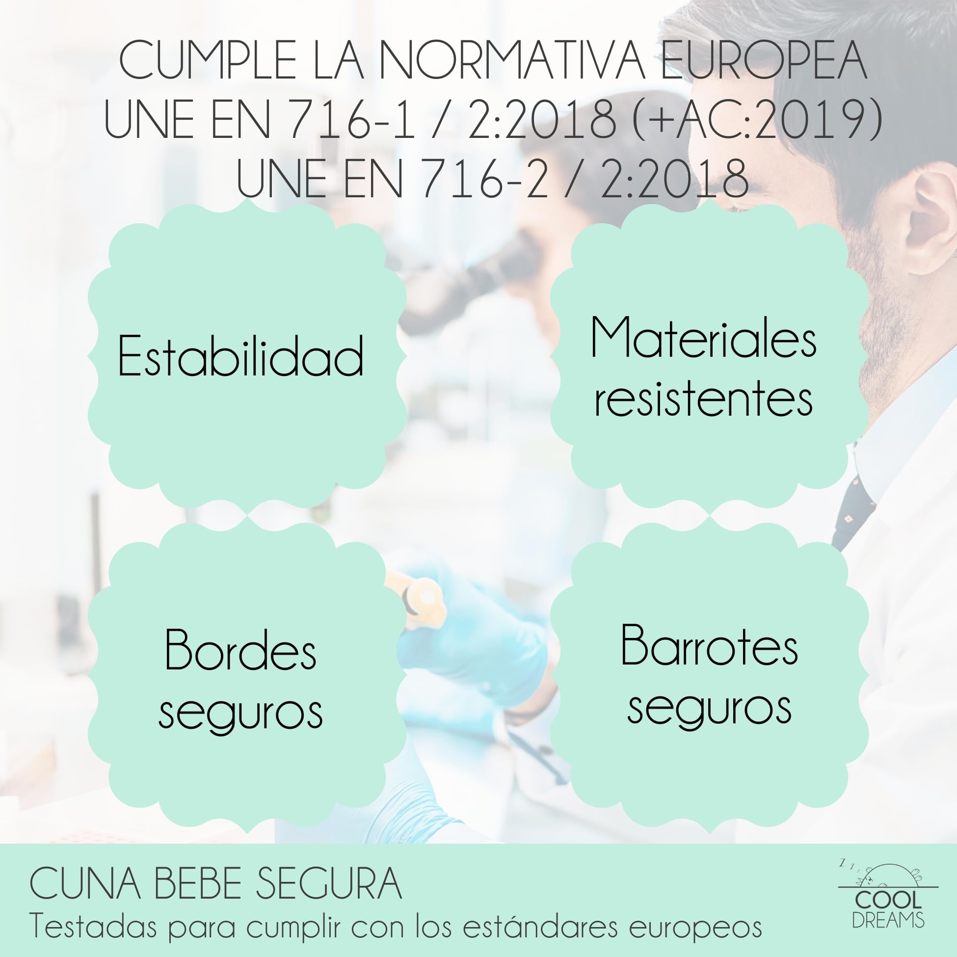 Cuna Bebe con colchon Nuru. Incluye el Kit colecho para unir la Cuna a la Cama con Seguridad y el colchón Top Ventas Morfeo. con normativa Europea CoolDreams