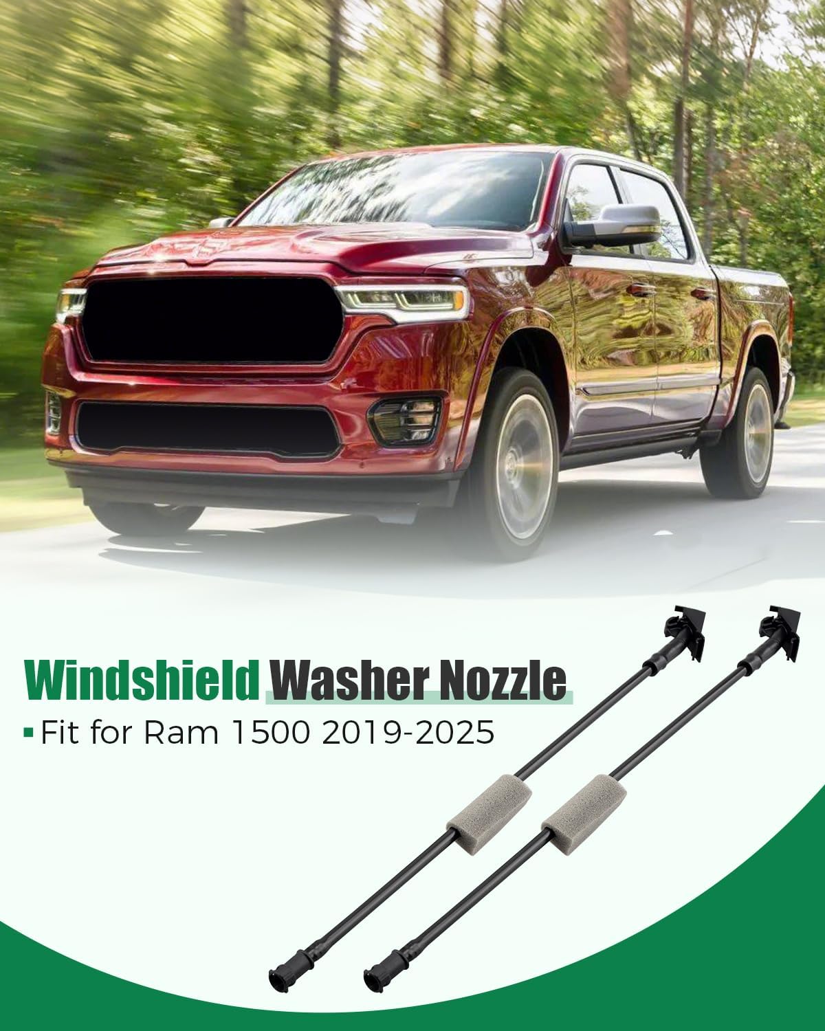 Windshield Washer Nozzle 68291571AB Fit for Ram 1500 2019 2020 2021 2022 2023 2024 2025, Replacement 68291571AA
