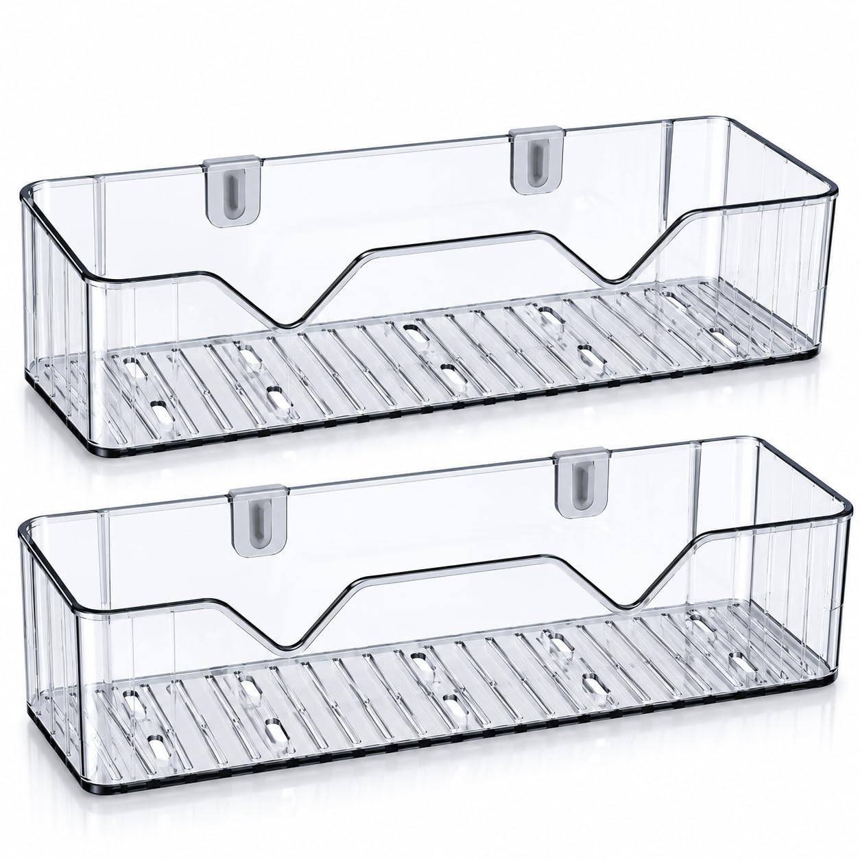 Self Adhesive Wall Mounted Storage Shelf for Kitchen & Bathroom | Transparent Multipurpose Organizer Rack | No Drill Plastic Shelf for Spices, Toiletries & Cosmetics (Pack of 2)-image-20