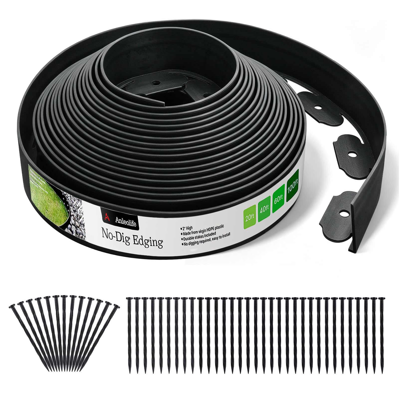Amazon.com : A ANLEOLIFE 60FT Plastic Landscape Edging, 2