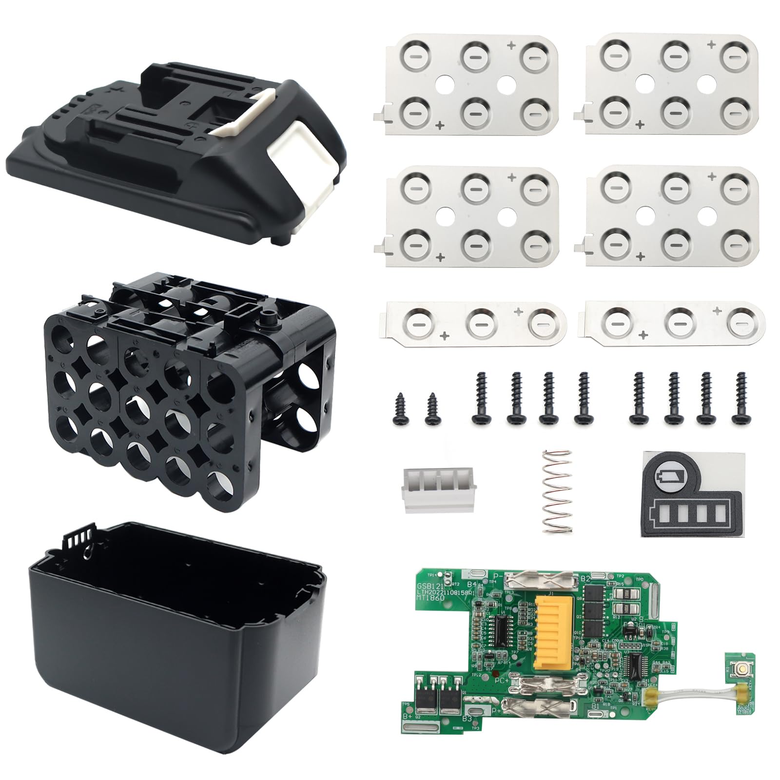Akocire15-Cell Battery Case Parts Cover Replacement for Makita 18V BL1890 Battery Repair DIY Kit with PCB Circuit Board (No Battery Cell Included)