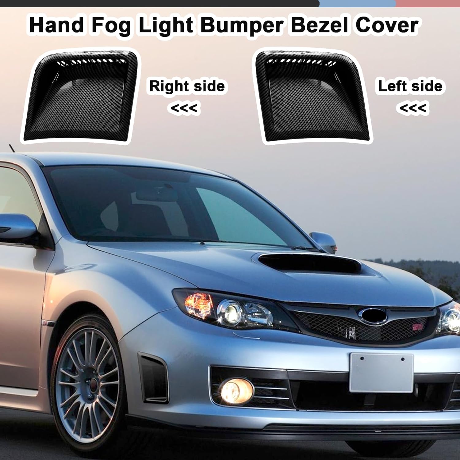 Left + Right Pair Carbon Fiber Bumper Bezel Corner Cover Compatible with Subaru Impreza WRX STi 2008 2009 2010 2011 2012 2013 2014 57739FG010 57739FG020