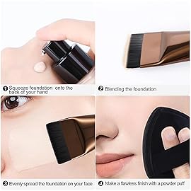 BEAUTYFACTOR Flat Foundation Brush,Korean Makeup Brush Spatula Facial Brush for Liquid Foundation,Premium Face Makeup Brush for Blending Cream (Coffee)
