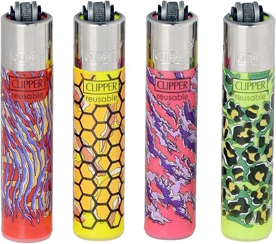 Clipper Micro Reusable Lighters - 4 Pack - Pattern Skins Design