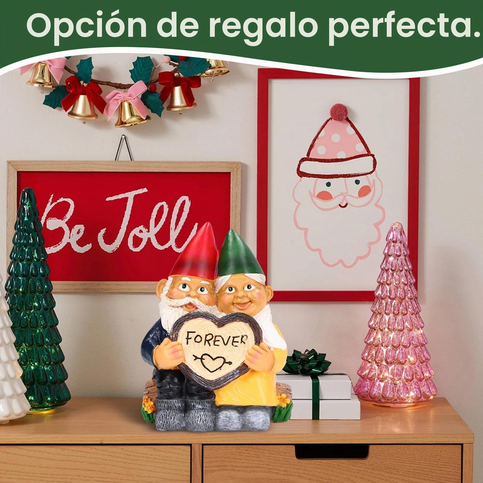 HERCHR Adornos De Gnomos De Jardín, Estatua Gnomo Jardí Decoración Al Aire Libre, Pareja De Gnomos Enamorada con Forma De Corazón para Siempre para Patio, Césped, Porche