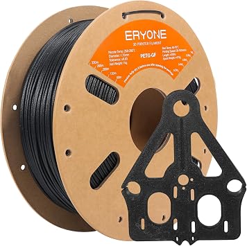 ERYONE PETG Glass Fiber Filament 1.75mm +/-0.03mm, 3D Printer Filament, High Strength & Rigidity for Functional Parts, 1kg2.2LBS/Spool, PETG GF Black