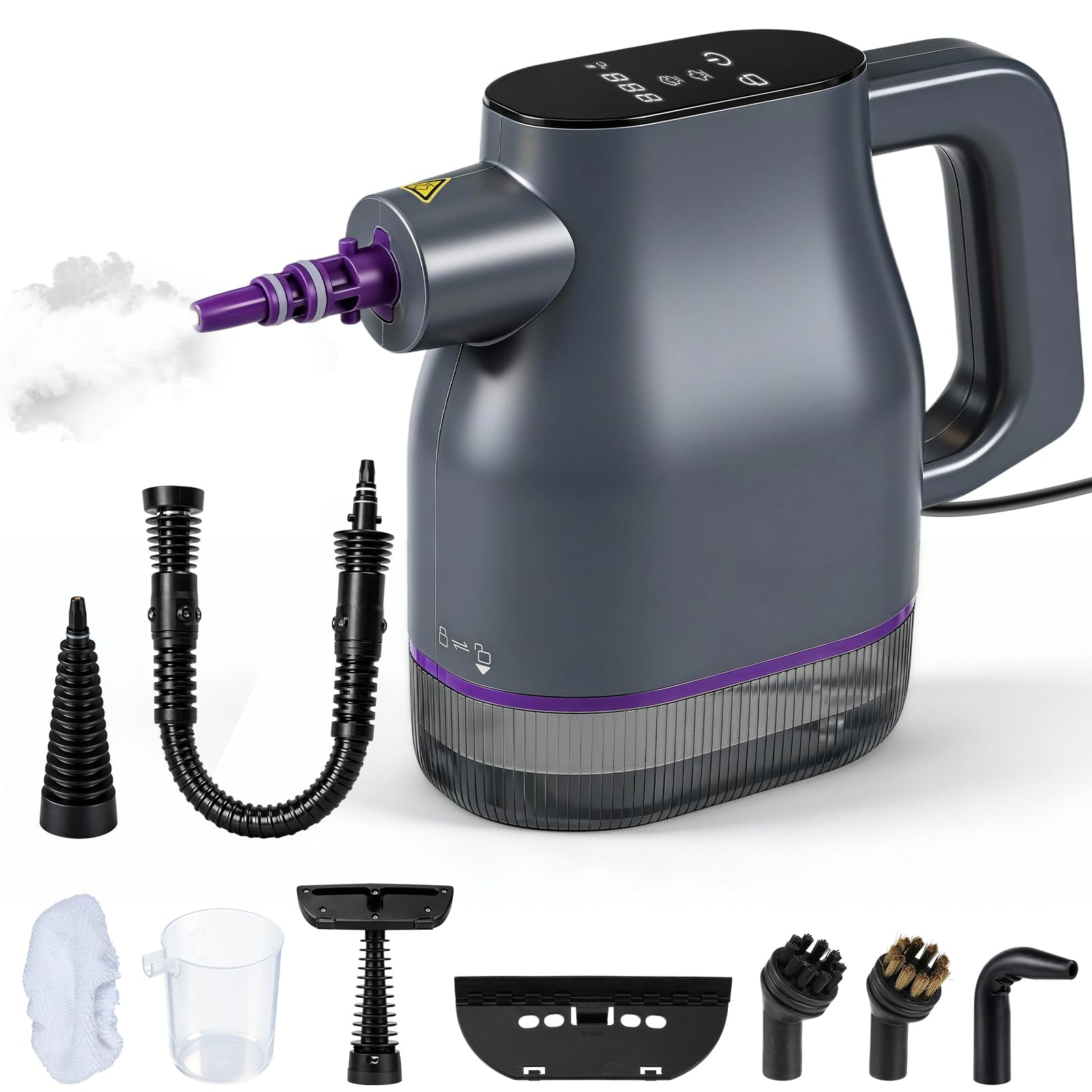 1350W Vaporeta Limpieza Hogar con 400ml, 3 Bar Calentar Rápidamente a 130°C en 15s Limpiador a Vapor Portátil, Cierre de Seguridad y 9 Accesorios Limpiador a Vapor de Mano para Cocina Ventanas Suelos