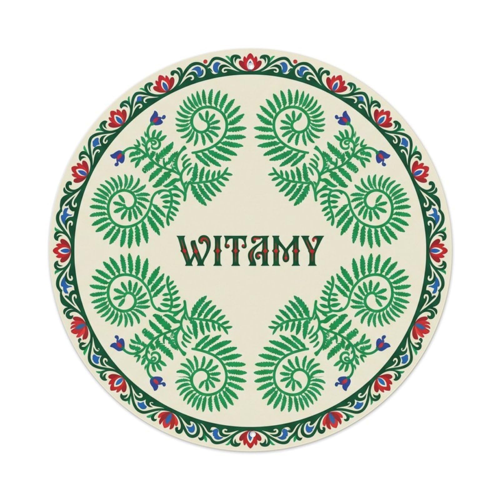 Fyrn Style Metal Tin Sign Vintage Polish Folk Art Witamy Welcome Fern Frond 1