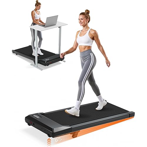 Walking Pad,6% Manual Incline Walking Pad Treadmill,Under Desk Treadmill for Home Office, with App & Remote,2.5HP Quiet Motor,LED Display,300 lbs Capacity