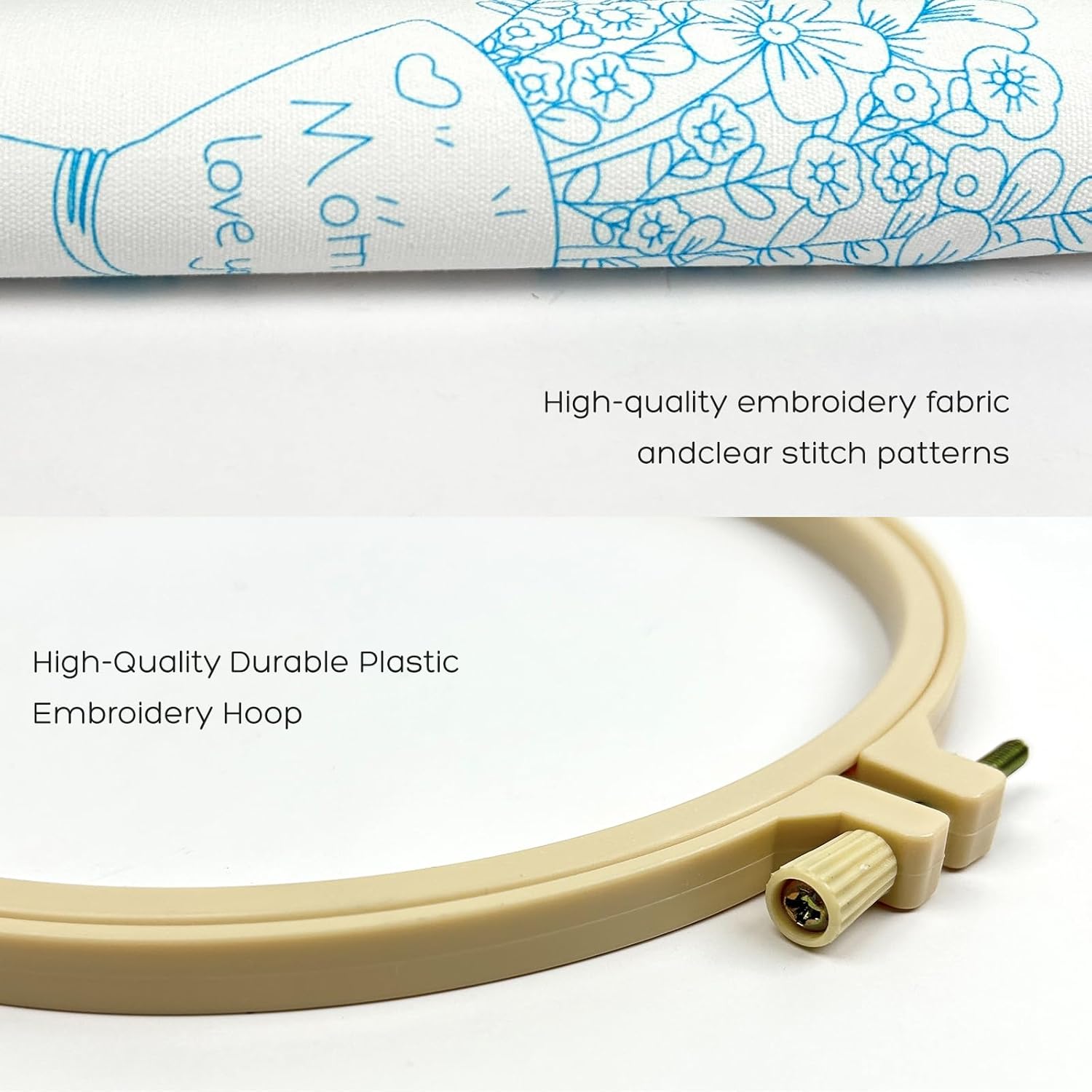 LipLopBest 4 Sets Mom Embroidery Kit for Beginners, Flower Cross Stitch Kits for Adults Starter Hand Craft Lover with Floral Stamped Pattern, Unique Mothers Day gifts for Mom Grandma from Daughter Son