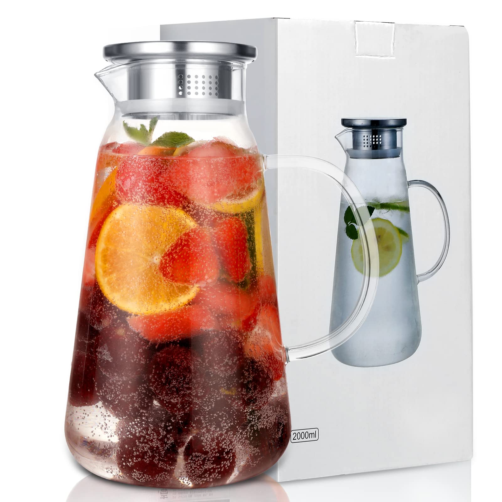 Buy MAVGV Glass Pitcher, 68oz Water Pitcher with Lid and Precise Scale