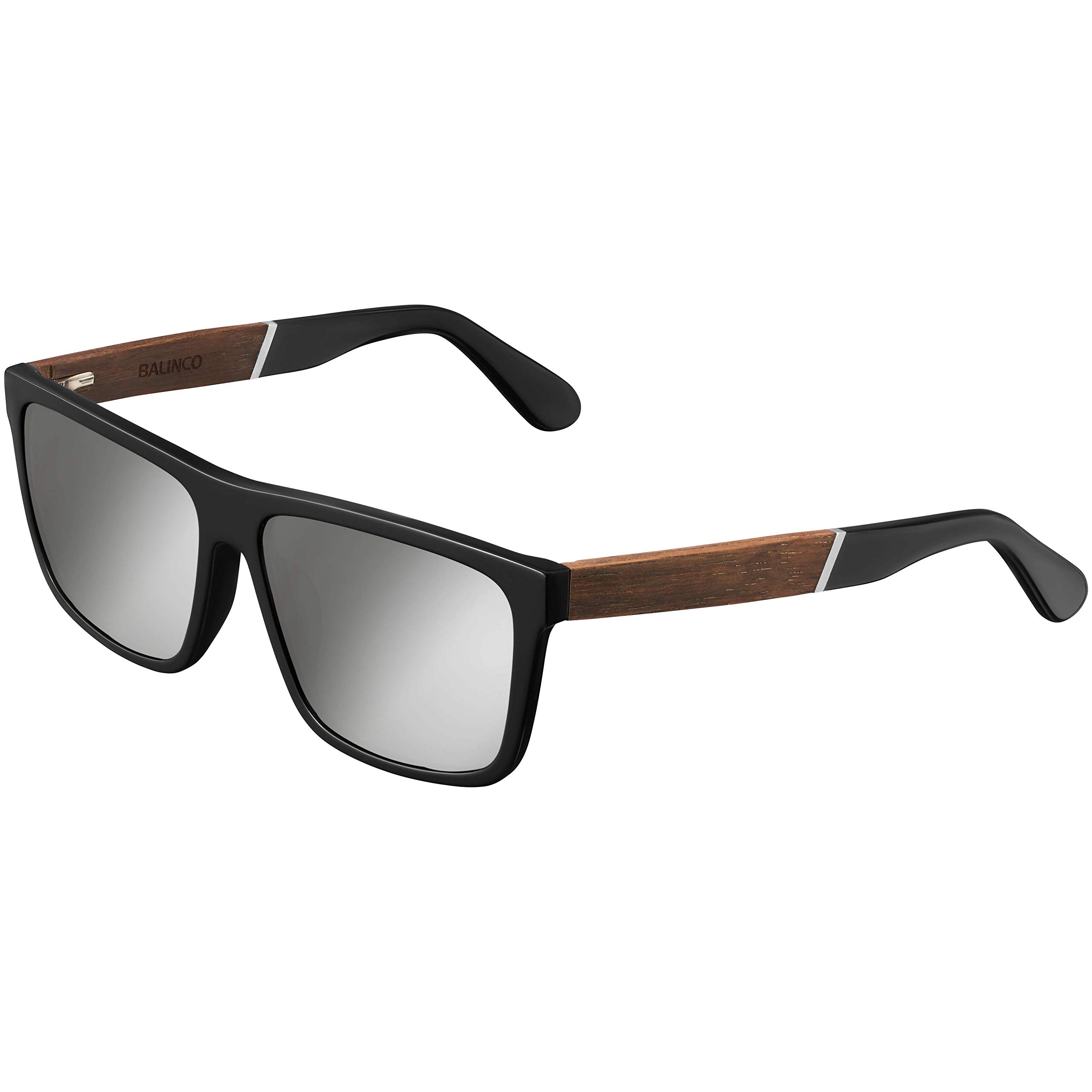 Balinco, Gafas de Sol Polarizadas (Hechas a Mano) con Lentes Rectangulares y Patillas de Bambú, para Hombres y Mujeres, Protegen de los Rayos UV o de los Reflejos, en un Práctico Set de Accesorios