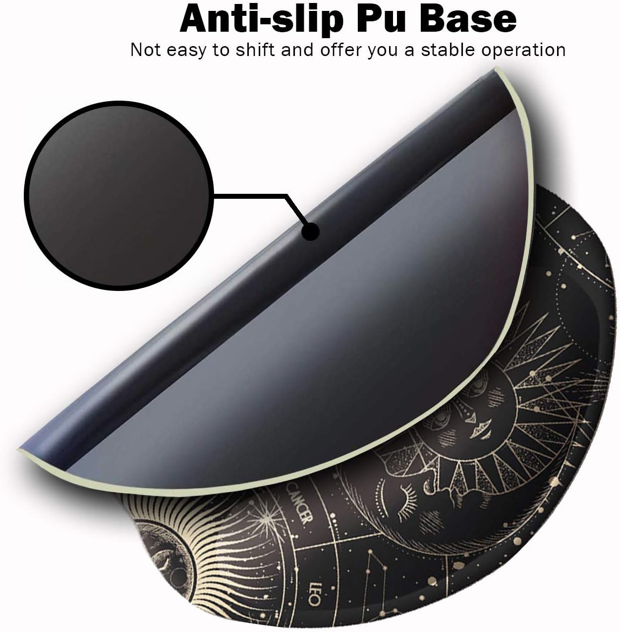DOOKE Ergonomic Mouse Pad with Wrist Support, Cute Mouse Pads with Non-Slip Rubber Base for Home Office Working Studying Easy Typing & Pain Relief,Moon Phase
