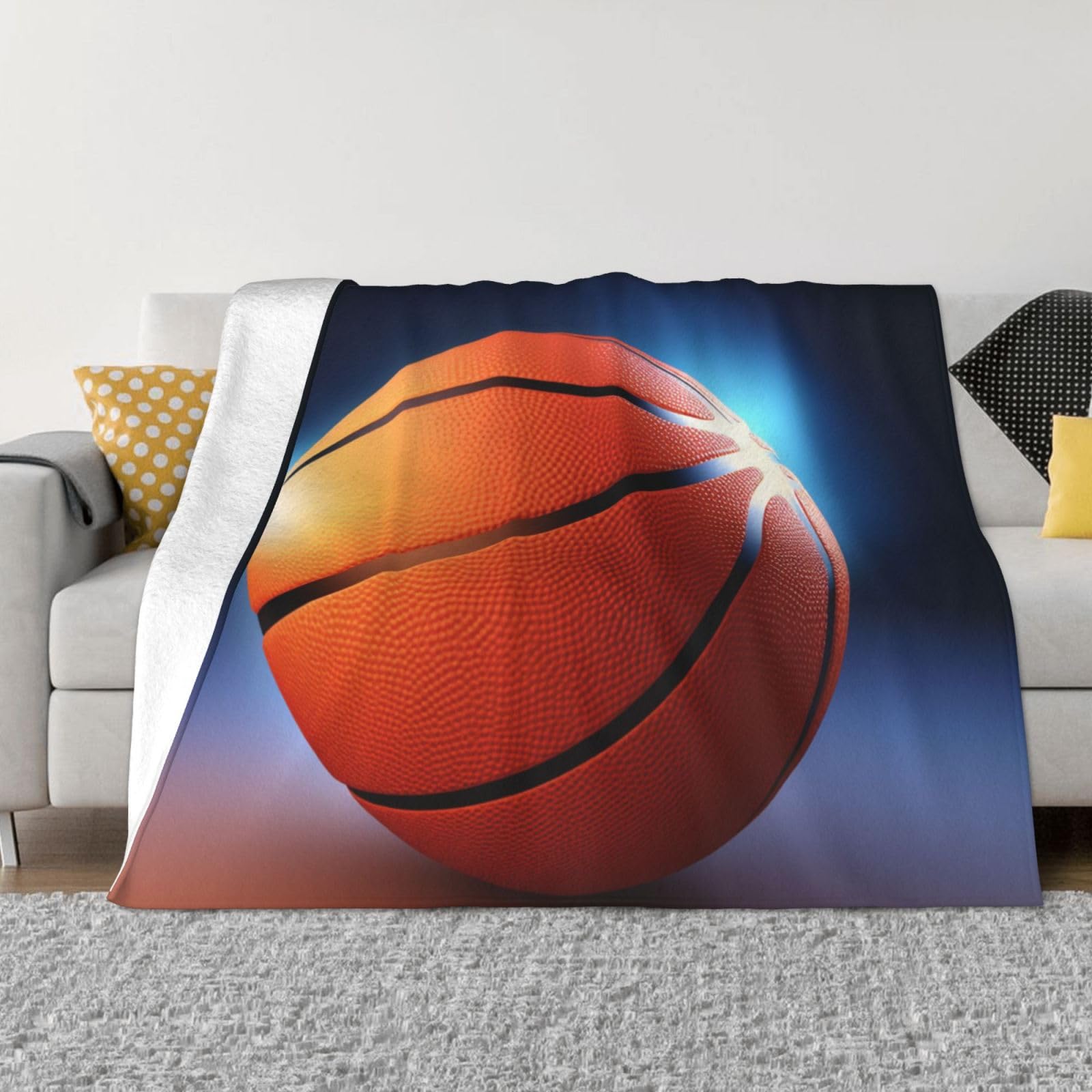 Couverture en micro polaire basket-ball 152x127 cm pour canapé