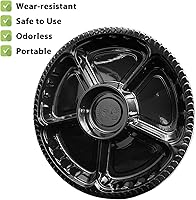 Vista 3 de 12 bandejas desechables para frutas, bandeja redonda de plástico para servir aperitivos con tapa, 5 compartimentos, platos de fiesta, recipientes