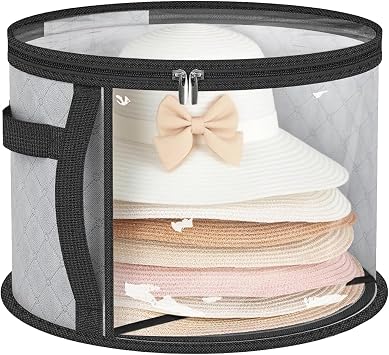 Oversized Clear Hat-Organizer Bag for Travel and Storage, Large Capacity Caps Cowboy Hat-Storage for Closet With Handles, Hat Box Storage for Women & Men Grey
