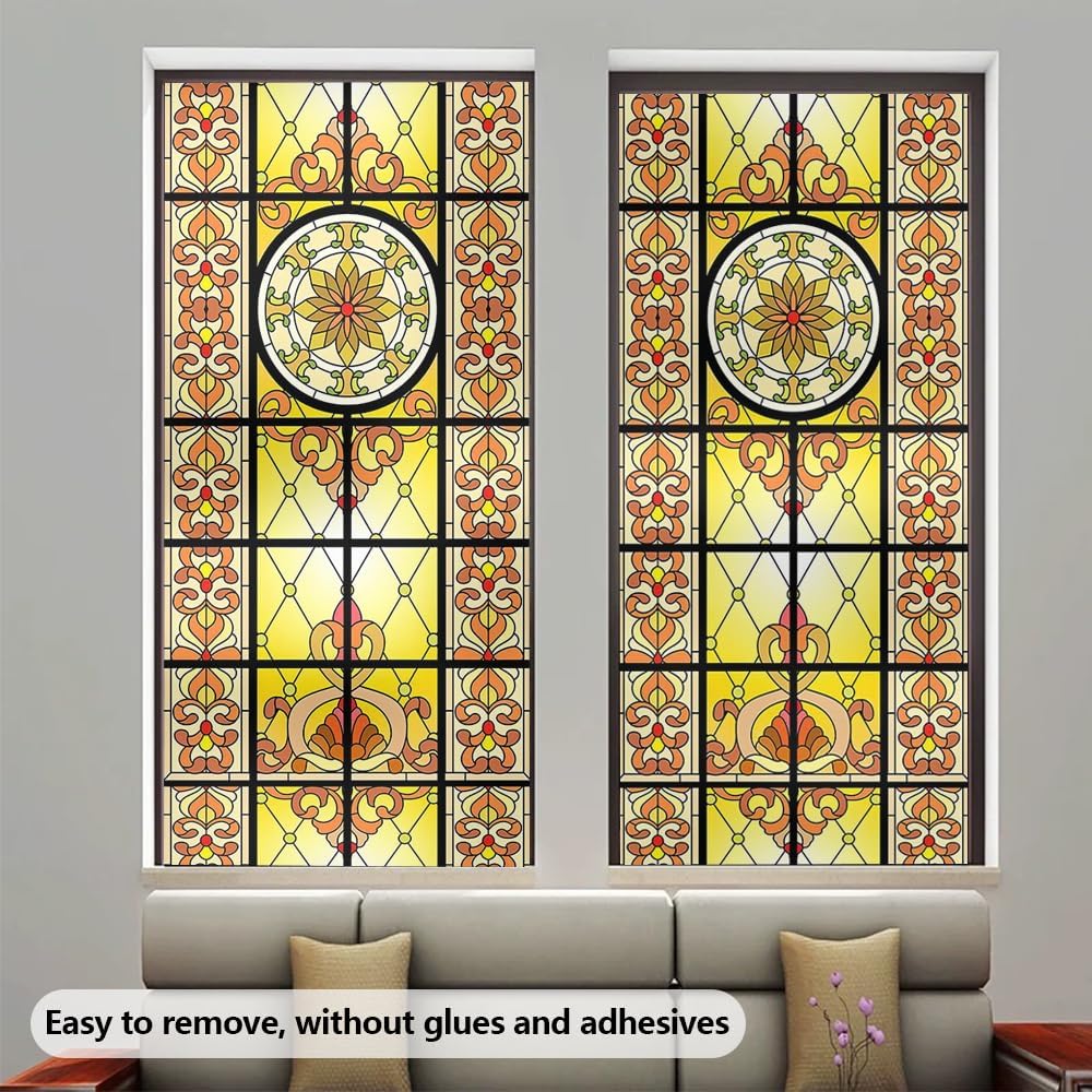 Two Sheets (23.62x51.18 in) American-Style Frosted Film for Glass Windows, Exquisite Pattern Privacy Window Sticker, Sunshade Decorative Removable electrostatic Sticker (Pattern, 23.62x51.18Inches)