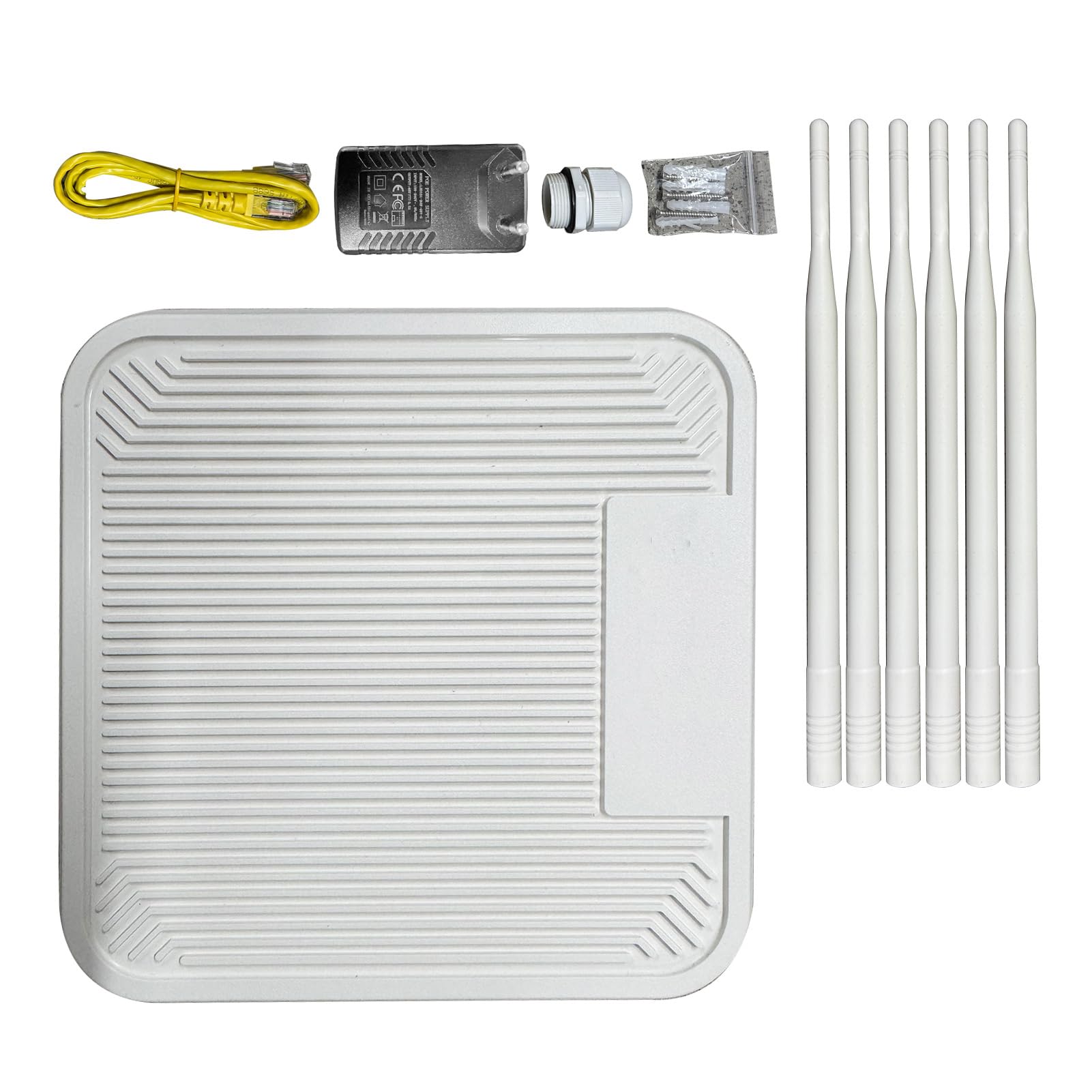 Lazmin112 Router Wireless 3000M, 6 Antenne Dual Band Ad Alto Guadagno 5 modalità IP67 Resistente All'acqua, con Copertura a 360° e Difesa Contro le Sovratensioni 15KV, per Interni Ed (Spina europea)