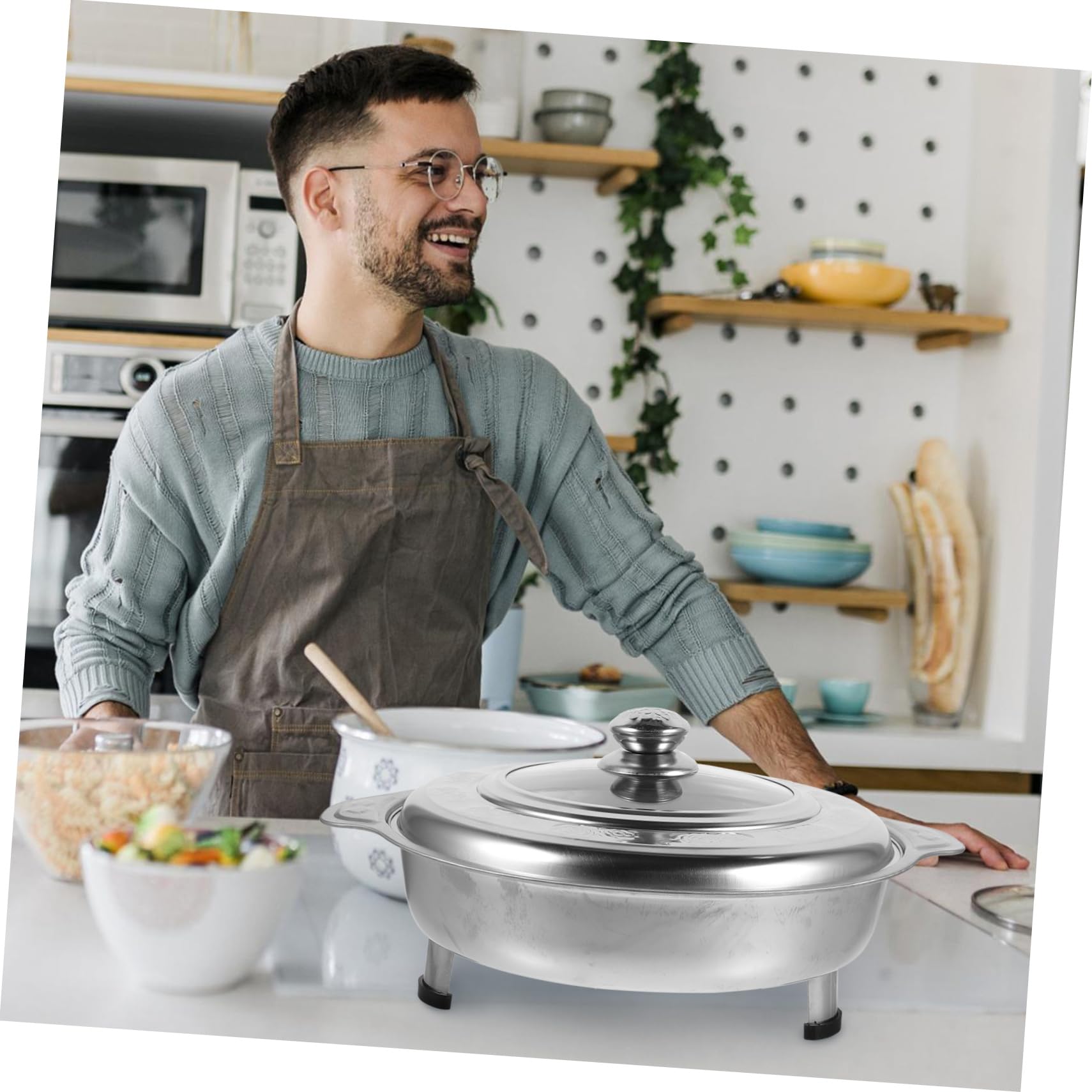 BCOATH Durable Stainless Steel Rectangular Plate Buffet Serving Plate Food Holder Cover