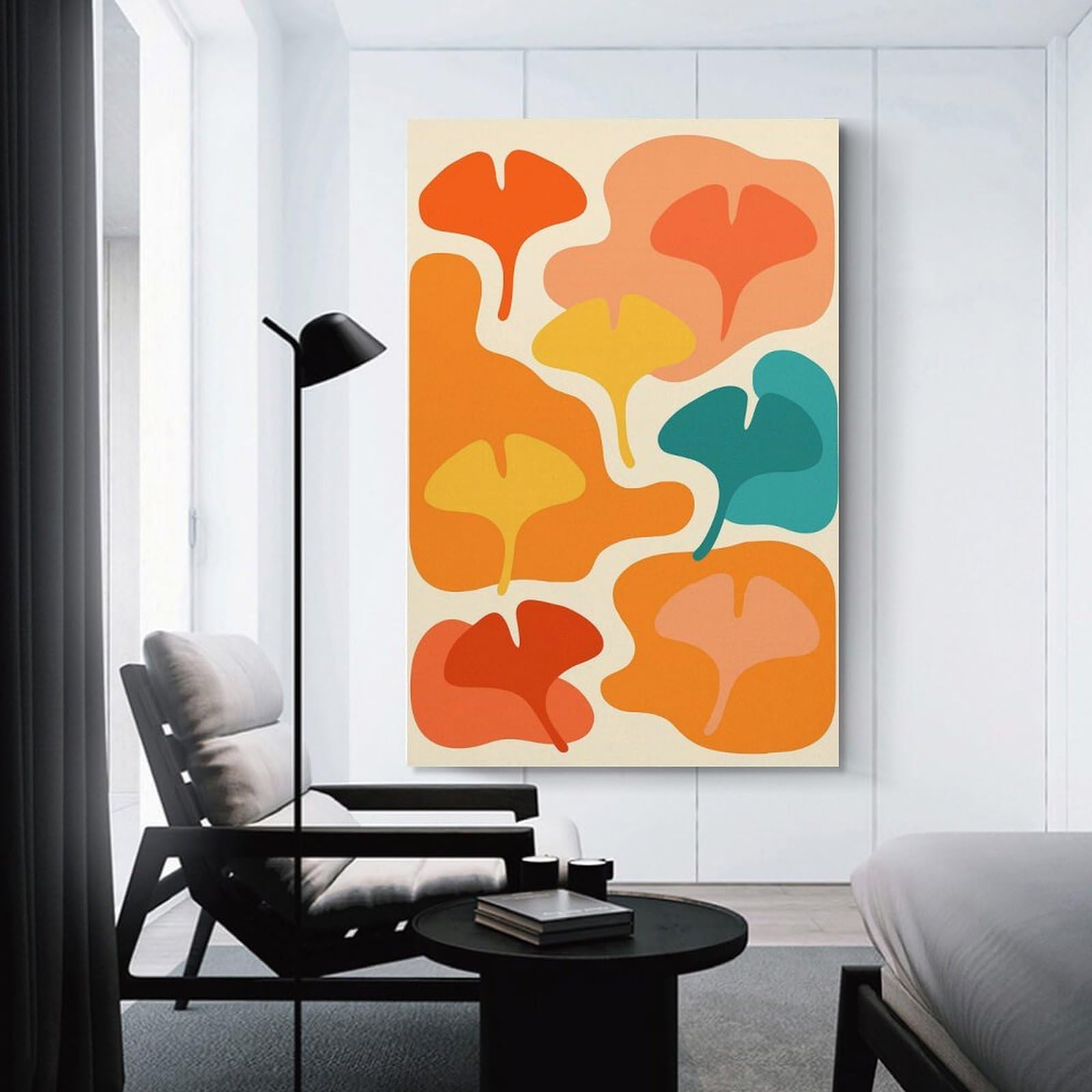 Junmoney Abstract Ginkgo Leaves Pattern Decorative Canvas Print 16x24inch(40x60cm), for Gallery Wall Layouts in Home Or Office, Home Wall Art for Statement Displays
