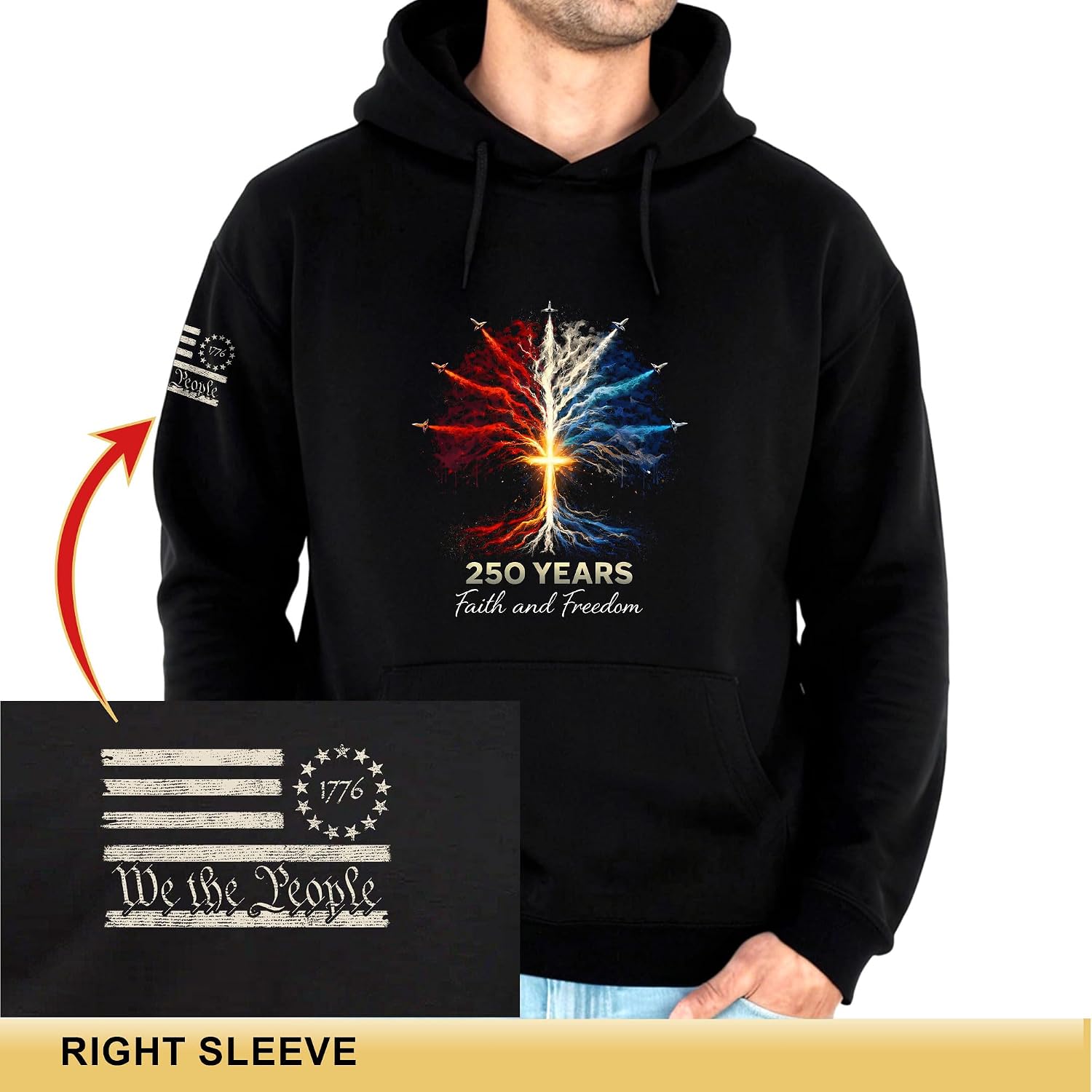 250 Anniversary Usa Hoodie, Faith And Freedom Hoodie, Patriotic Hoodies, Christian Hoodies