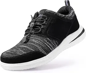 Tênis masculino extra largo para caminhar o dia todo, tênis ortopédico com suporte de arco, bico largo para alívio da dor na fascite plantar