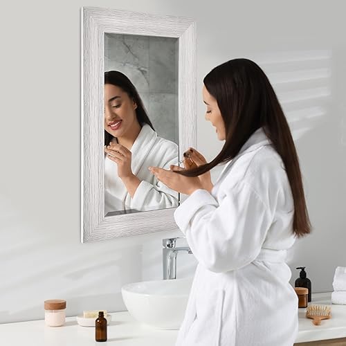 Miniatura 9 de Head West Espejo de tocador con marco biselado y texturizado cromado, espejos decorativos decorativos para decoración de pared, espejos