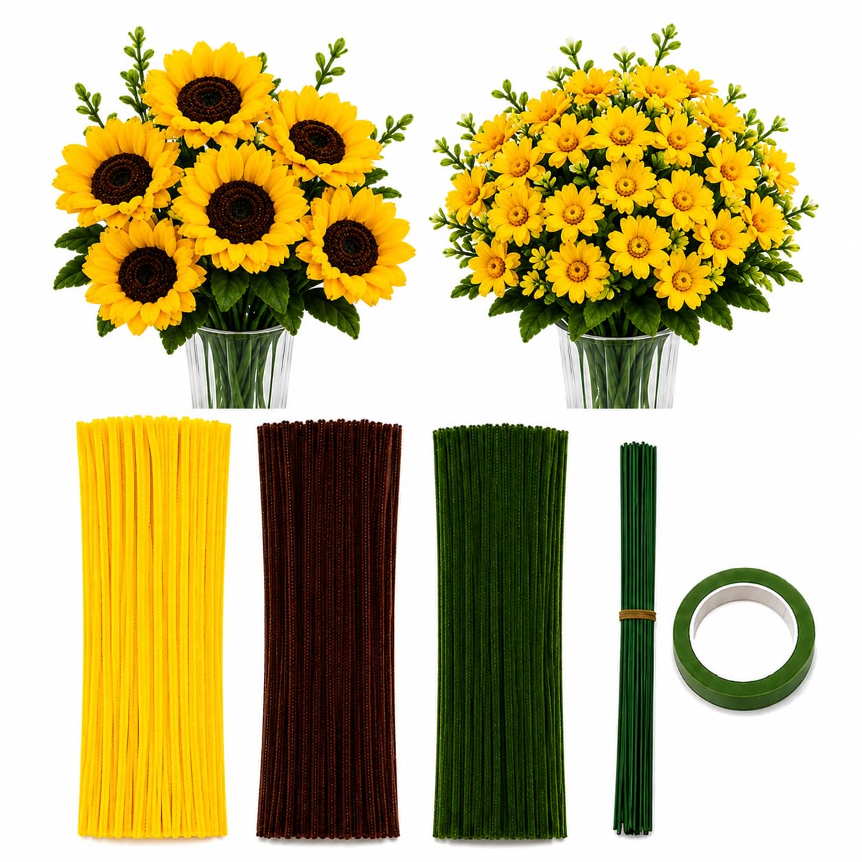 100 Pcs Pipe Cleaners for DIY Craft Flowers Bouquet Fuzzy Chenille Stems Fluffy Sticks 20 Floral Stem1 Floral Tape for Arts Crafts Creative School Projects Kids Craft Supplies Home Party Decor-picture-31