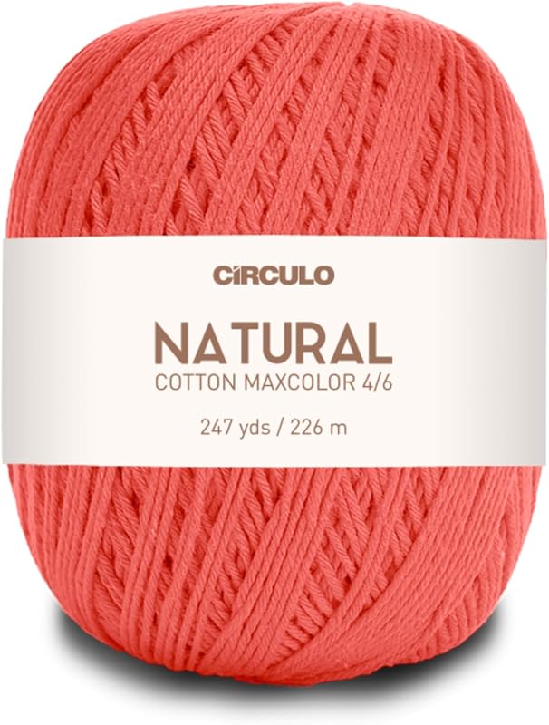 Fio de algodão Natural Cotton Maxcolor 4/6 CÍRCULO, 226 m, 200 g, Coral 4004, Pacote com 1 unidade
