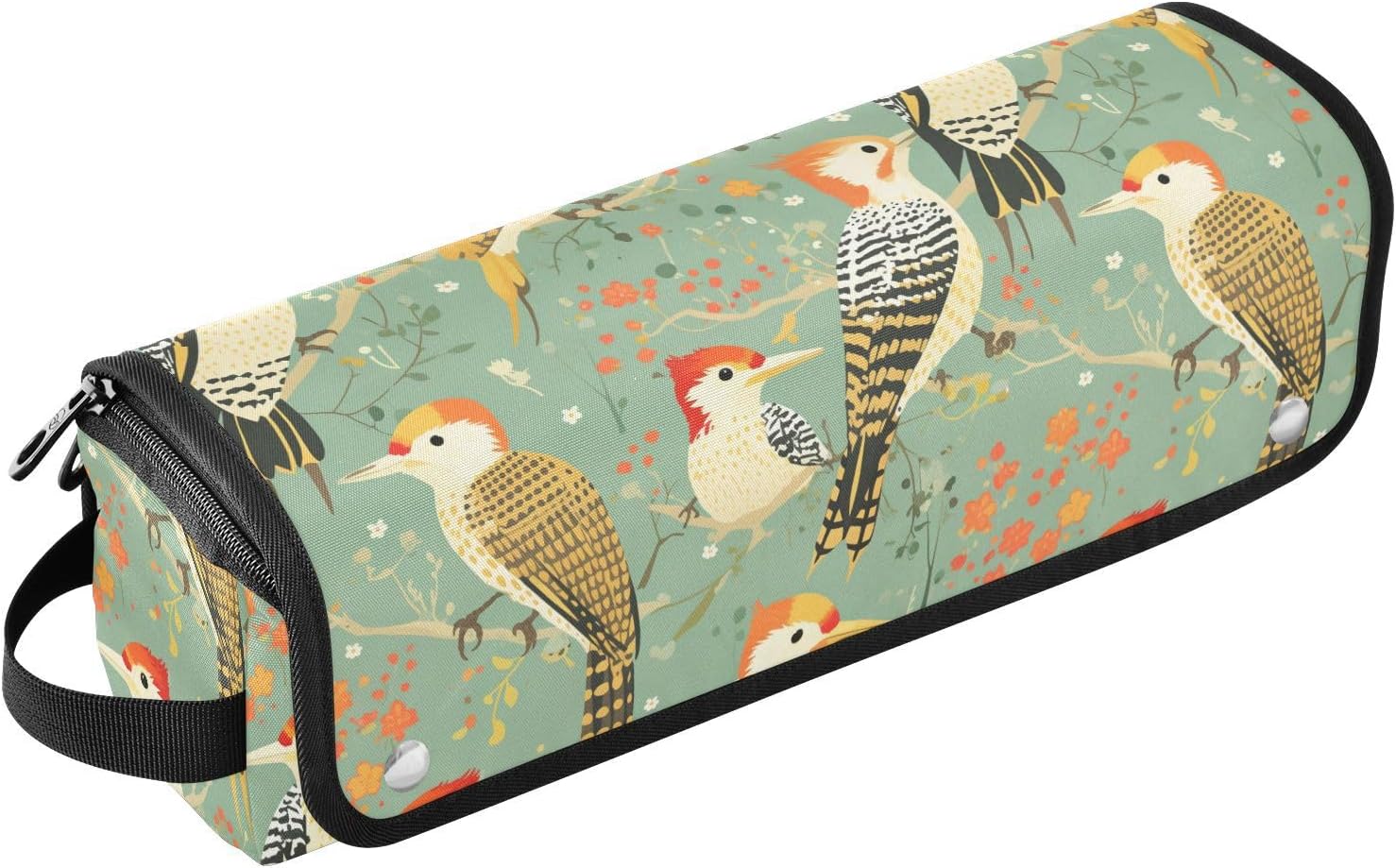 Woodpecker Birds Hair Tools Travel Bag with Removable Heat Resistant Mat Waterproof Hair Tools Travel Organizer for Straigheners, Curling Iron, Hair Dryer Travel Essentials for Women