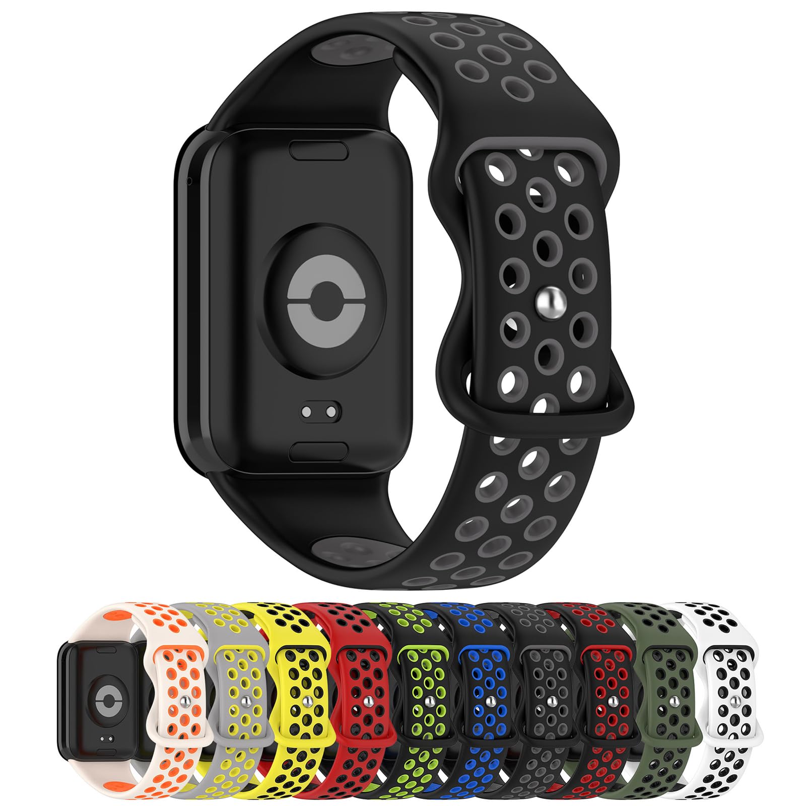 LOKEKE Compatible with Xiaomi Band 8 Pro Replacement Band - Replacement Silicone Wrist Watch Band Strap Compatible with Xiaomi Band 8(Silicone Black + Grey)