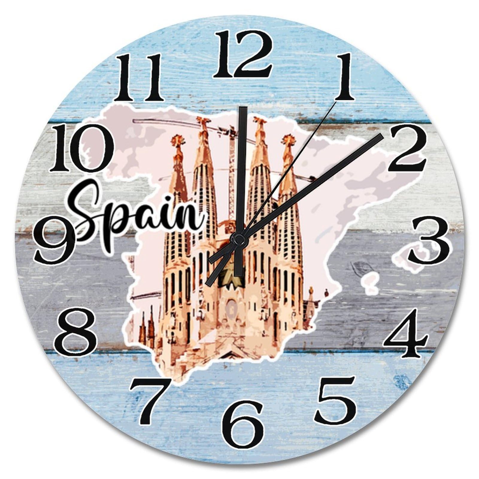 Horloge murale Espagne silencieuse sans tic-tac pour chambre et bureau