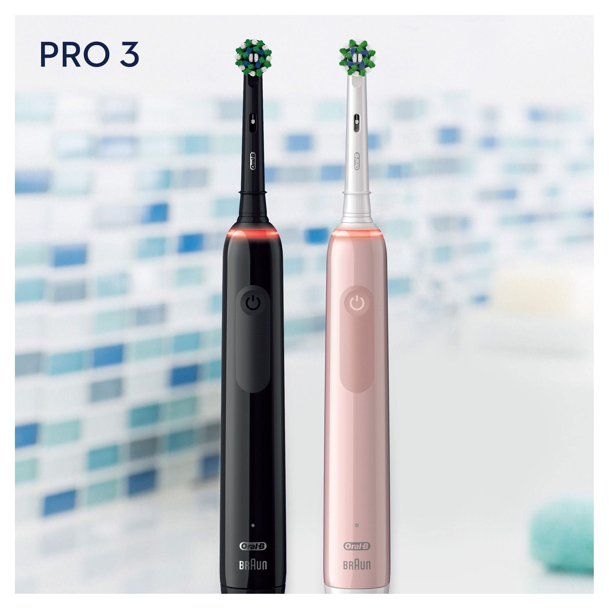 OralB Pro 3 2x Electric Toothbrushes with Smart Pressure Sensor, 2