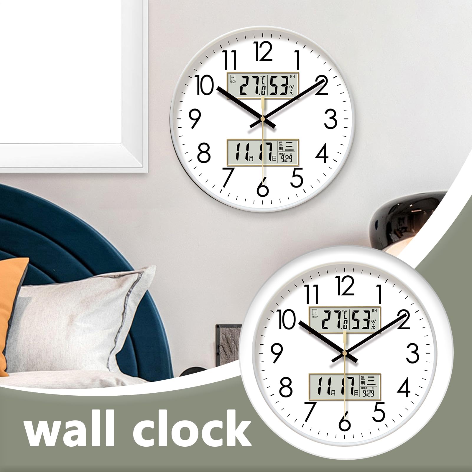 Orologio da parete silenzioso – Display fluorescente al buio