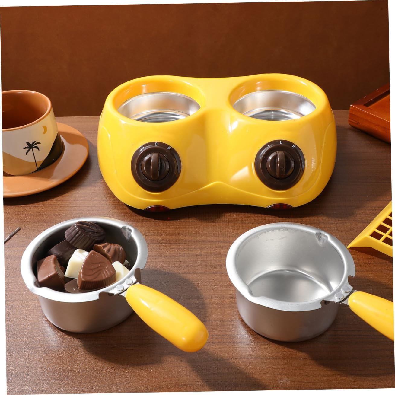 Mikinona 110v Electric Chocolate Melting Pot Double Boiler for Molding Melting Warmer Safe Design Quick Heating Versatile Molds Accessories