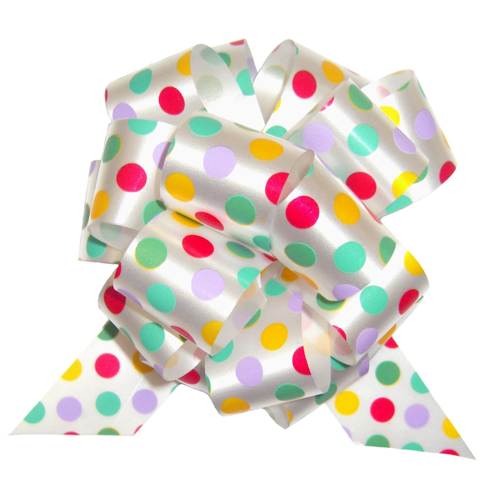 SPOTTY PULL BOWS - Baby Gift Easter Birthday Gift Basket Hamper Party Bow (2 sizes) (15cm diameter)