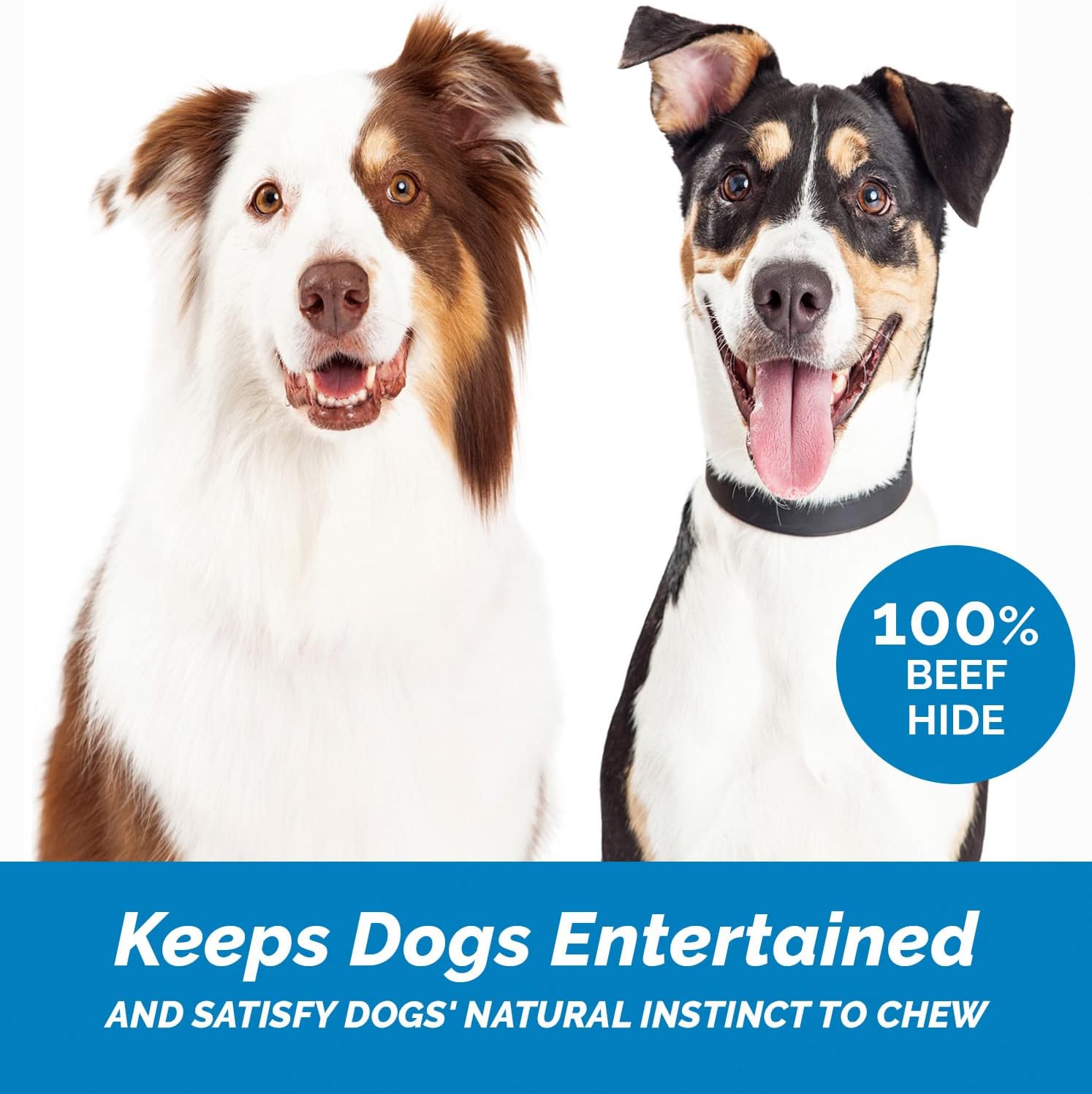 123 Treats Rawhide Bones for Dogs 4-5 inches | Premium Natural Raw Hide Bone Long Lasting Dog Chews | Free Range Dog Chew Snacks Grass Fed Cattle with No Hormones, Additives or Chemicals | 50 Count