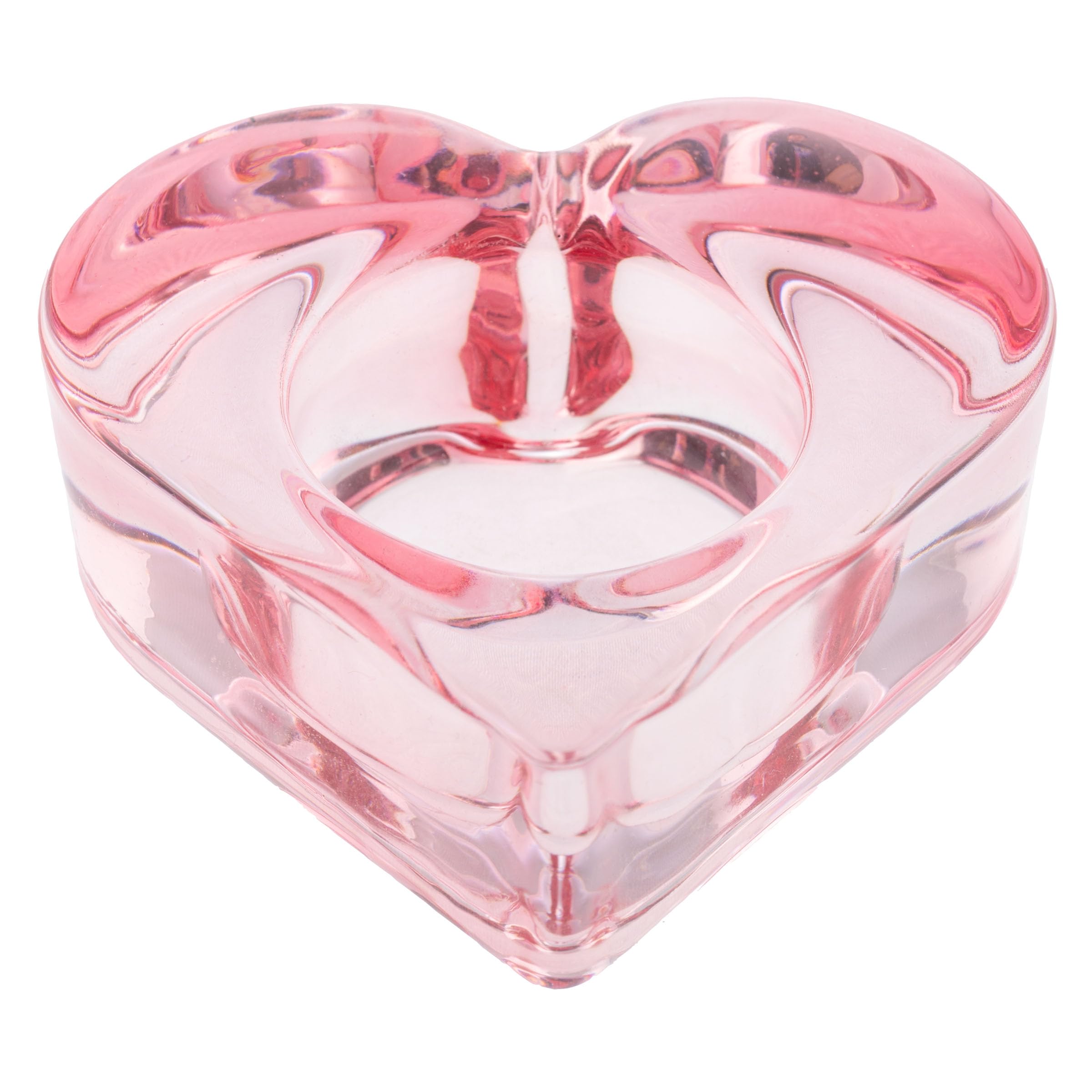 Karma Blush Glass Heart Tealight Holder, Chunky Glass Candle Holder Votive For Home And Party Decor, Wedding Table Centerpiece,
