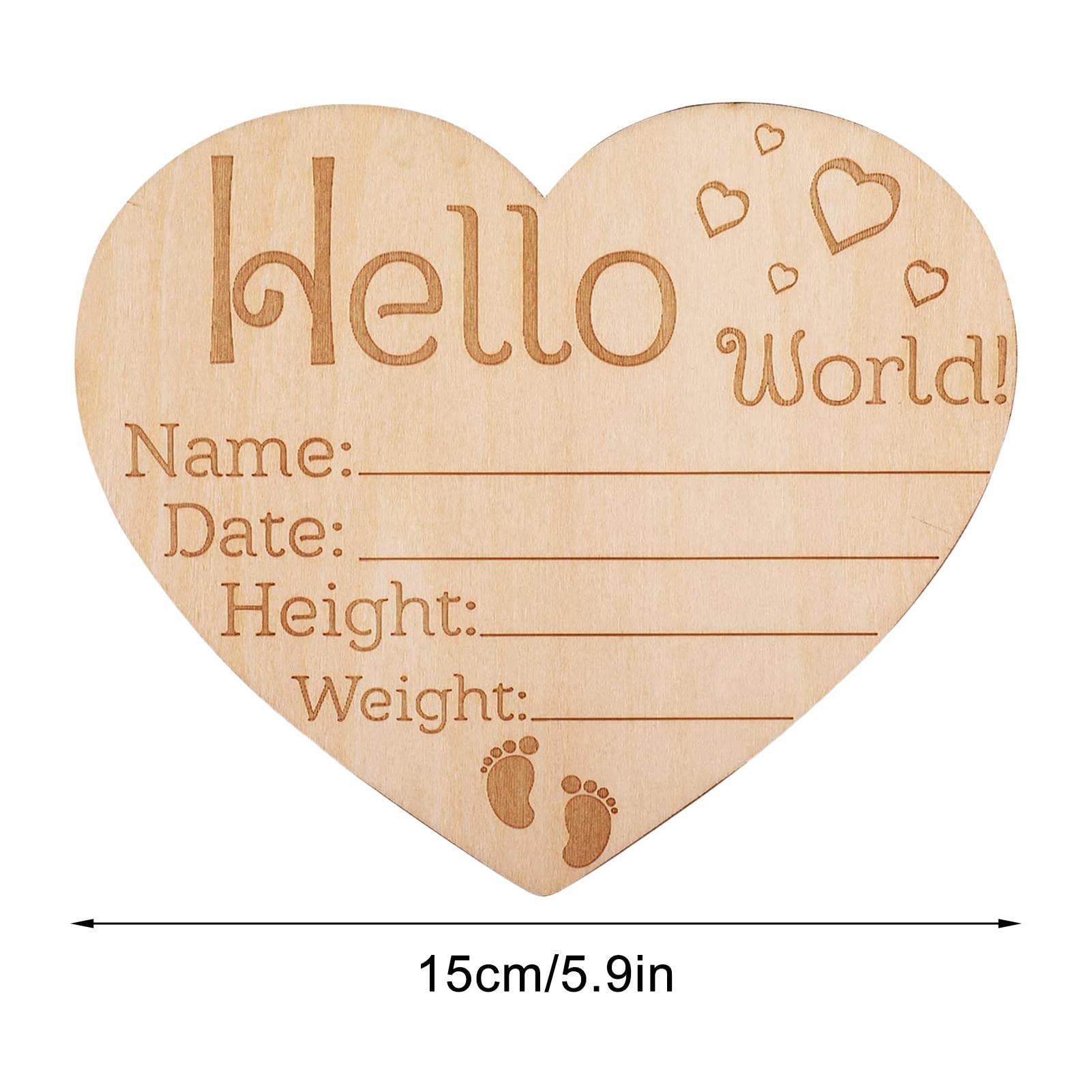 Cartello 'Hello World' In Legno Per Neonato - 15cm Diametro, Personalizzabile Con Nome E Dati Nascita (Rosa) - Foto 3