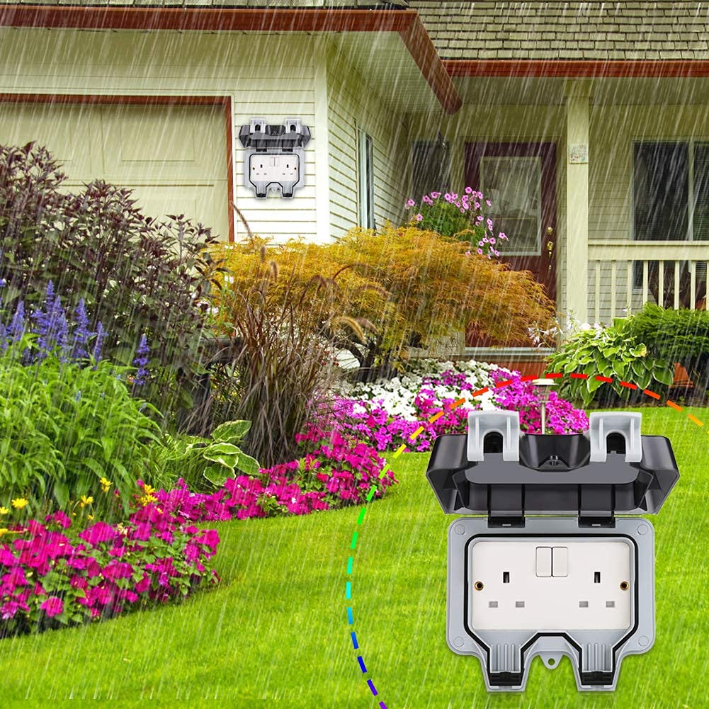 Buy Double Outdoor Socket Waterproof Outside Switched Sockets IP66
