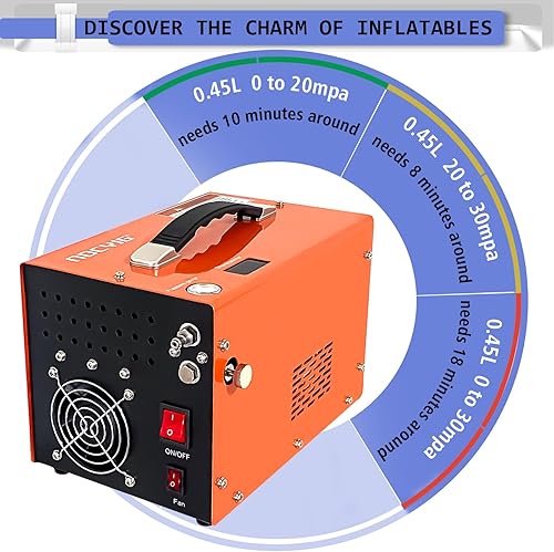 Miniatura 6 de Compresor de aire PCP 4500Psi 30Mpa Bomba de aire sin aguasin aceite, rifle, pistola, tanque de paintball, fuente de alimentación incorporada para