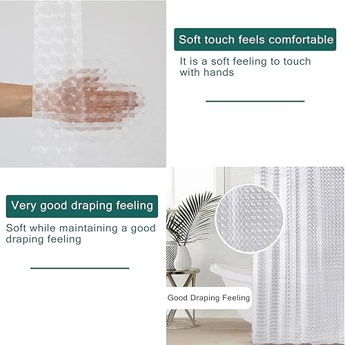 Miniatura 4 de Forro de cortina de ducha transparente de EVA, forros de ducha de plástico 3D 5G con 12 ojales de metal a prueba de óxido e imanes con peso,