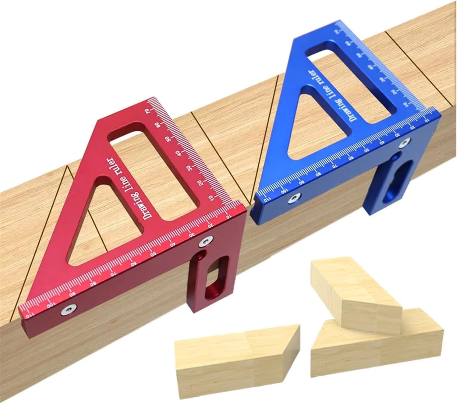 Squadra da Falegname - Goniometro per Lavorazione del Legno, Righello Triangolare in Alluminio, misurazione a 45/90 Gradi, 3D.