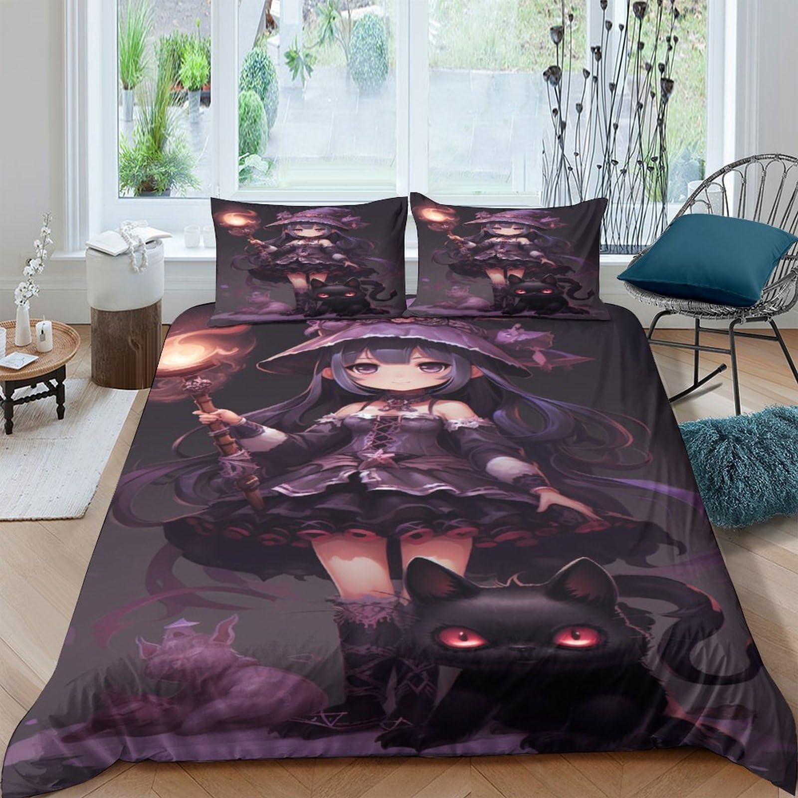 Housse de couette anime 3D抗 plissement parure de lit zippée 200x200 microfibre douce