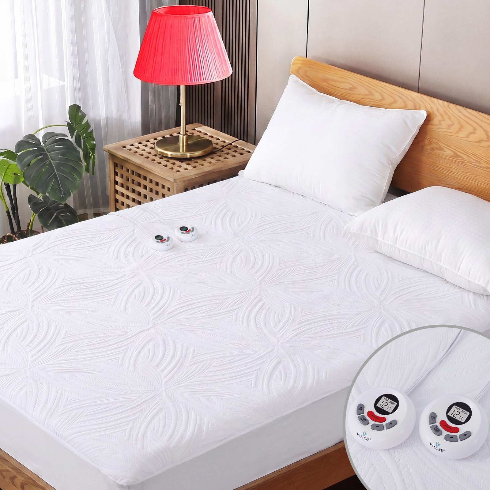 VALUXE Heated Mattress Pad Queen Size 12 Heat Settings Electric Bed Warmer