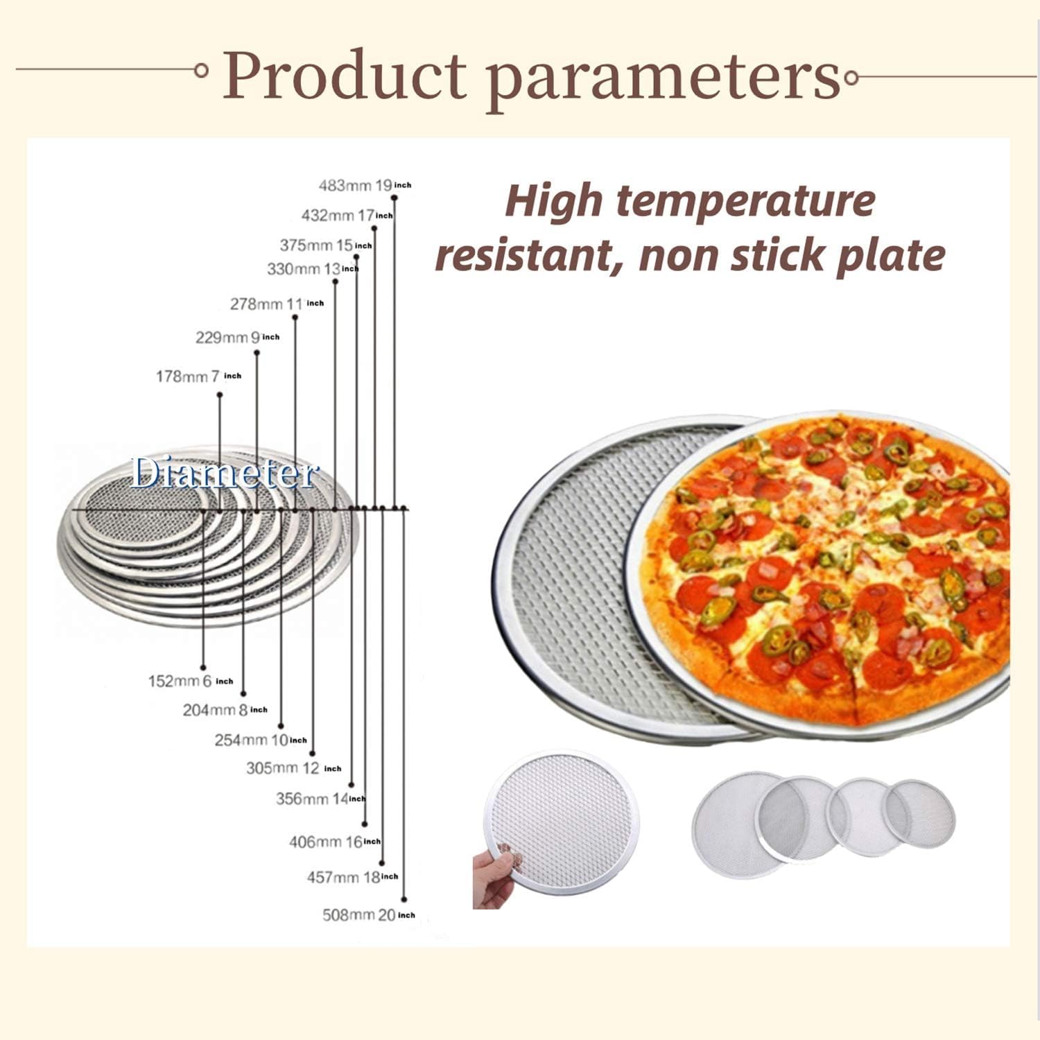 3Pcs 10 Inch Pizza Screen,Seamless Aluminum Pizza Screen,Pizza Pan For Oven